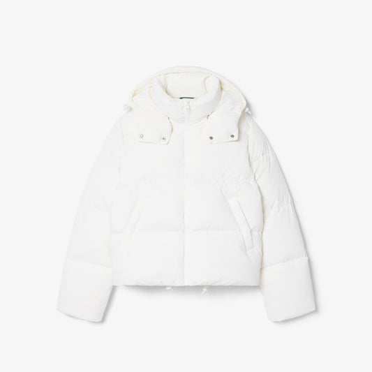 Lacoste Kadın Regular Fit Kapüşonlu Beyaz Şişme Mont