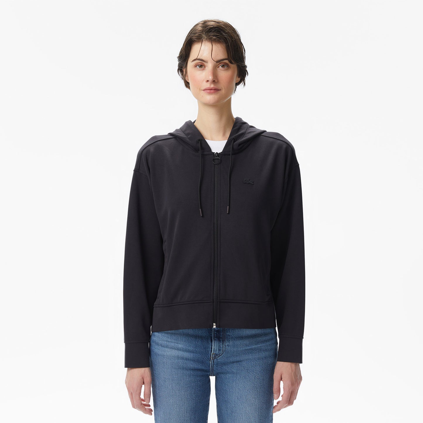 Lacoste Kadın Relaxed Fit Kapüşonlu Siyah Sweatshirt