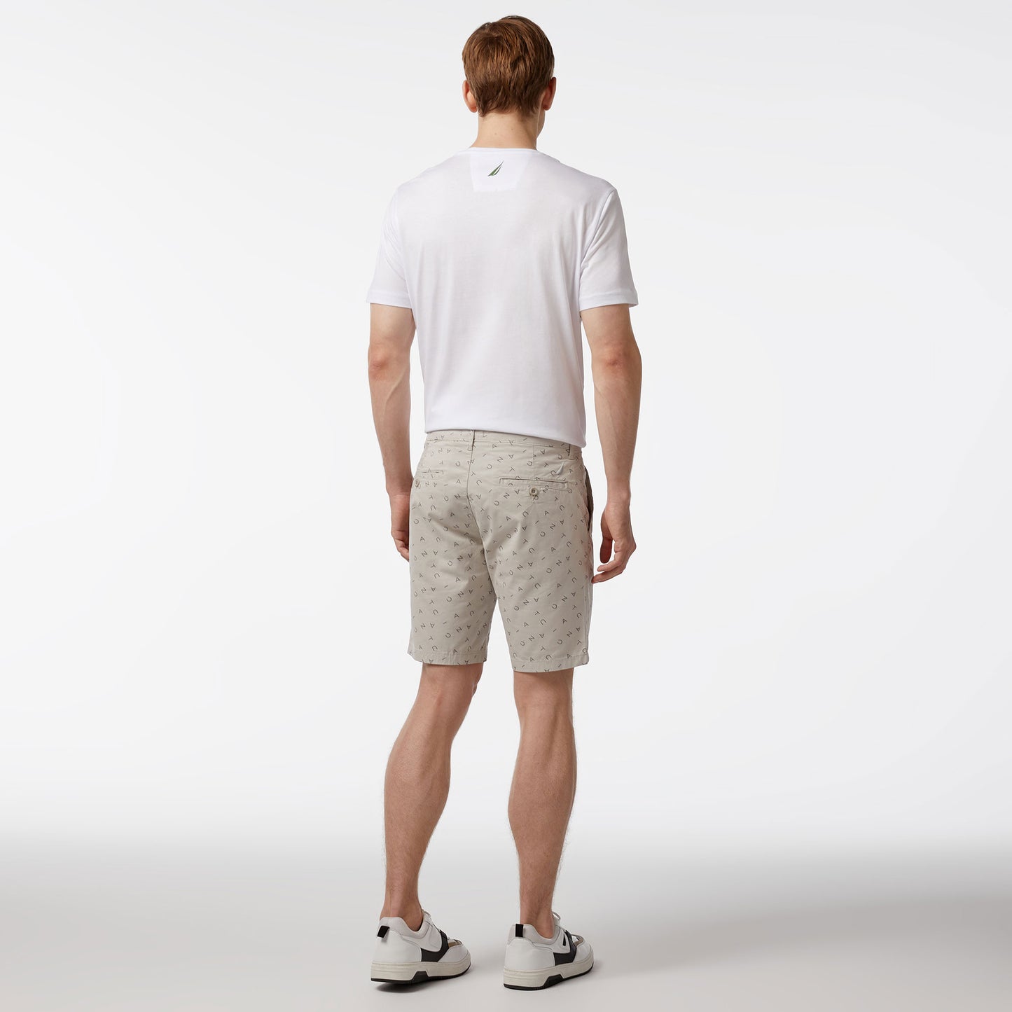 Nautica Erkek Gri Slim Fit Baskılı Bermuda