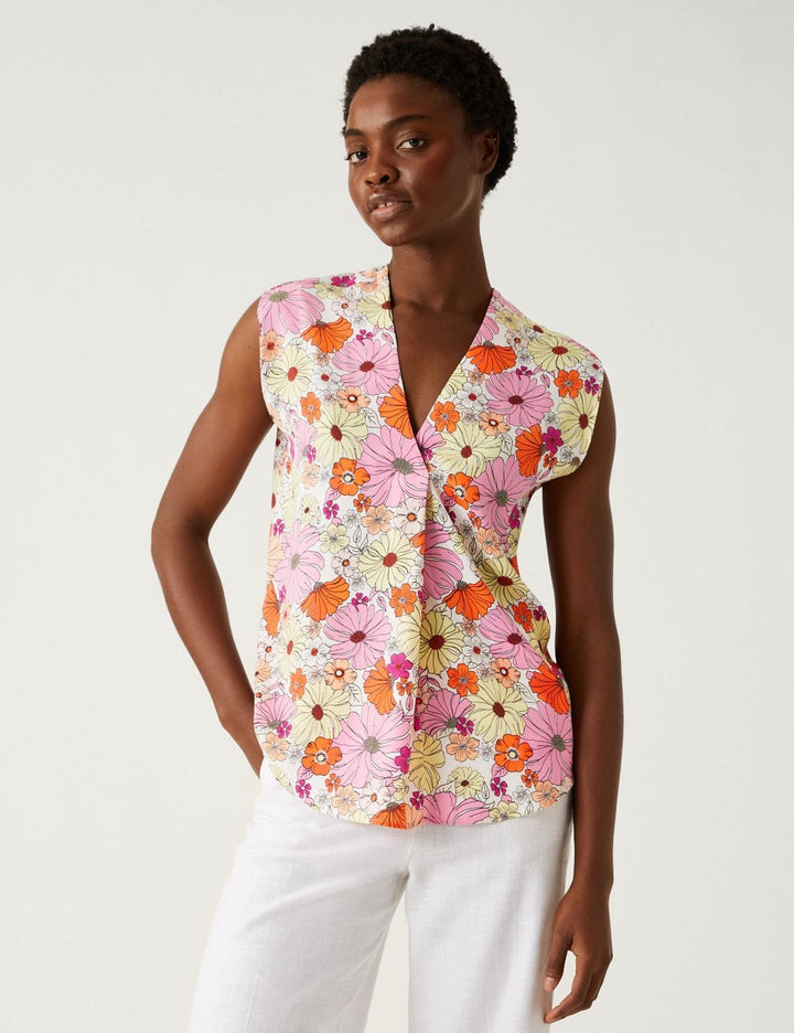 V Yaka Saten Popover Bluz