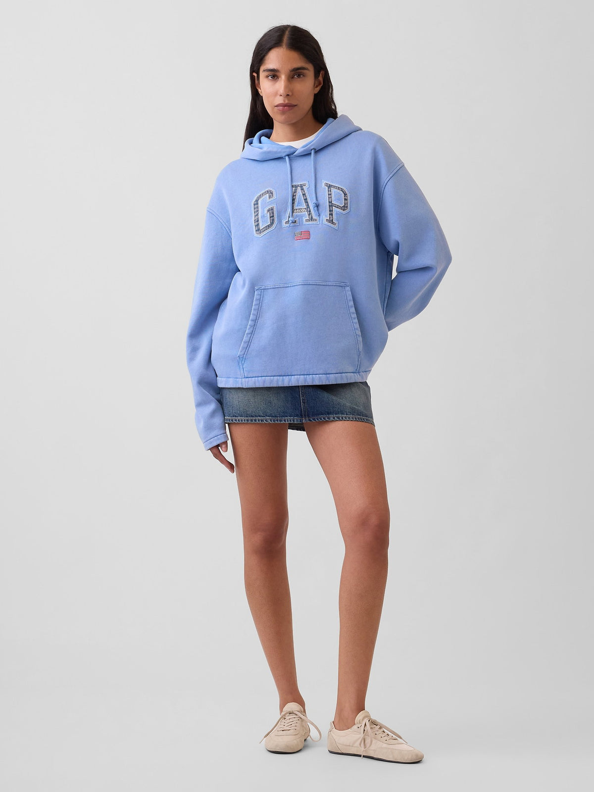 Açık Mavi Vintagesoft Oversized Americana Logo Sweatshirt