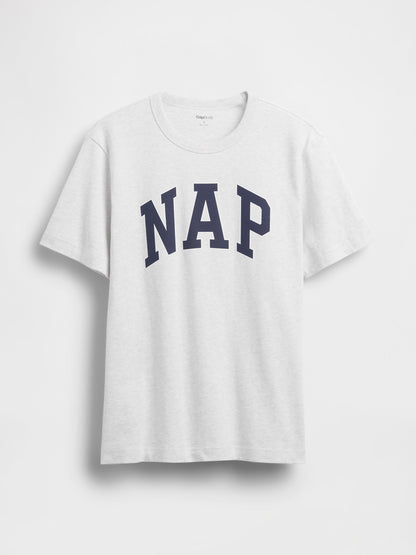 Açık Gri Nap Logo Oversized Pijama Üstü
