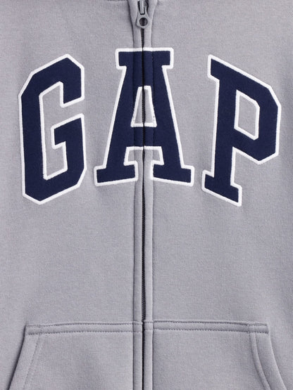 Açık Gri Sherpa Astarlı Logo Fermuarlı Sweatshirt