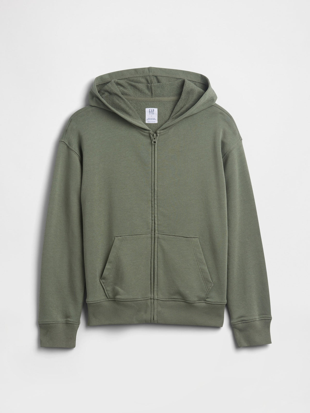 Yeşil Kids Rahat Fransız Havlu Kumaş Fermuarlı Sweatshirt