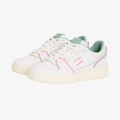 Tommy Jeans Retro Basket Kadın Beyaz/pembe/yeşil Spor Ayakkabı