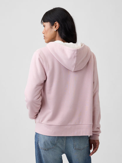 Pembe Relaxed Gap Logo Sherpa-astarlı Fermuarlı Sweatshirt