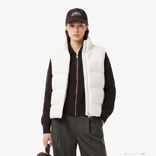 Lacoste Relaxed Fit Kadın Beyaz Yelek