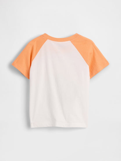 Turuncu Colorblock Grafik Baskılı T-shirt