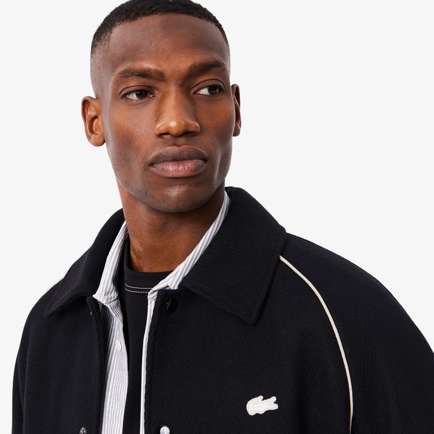 Lacoste Erkek Classic Fit Gömlek Yaka Baskılı Siyah Ceket