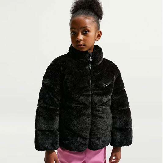 Nike Nkg Quilted Faux Fur Çocuk Siyah Ceket
