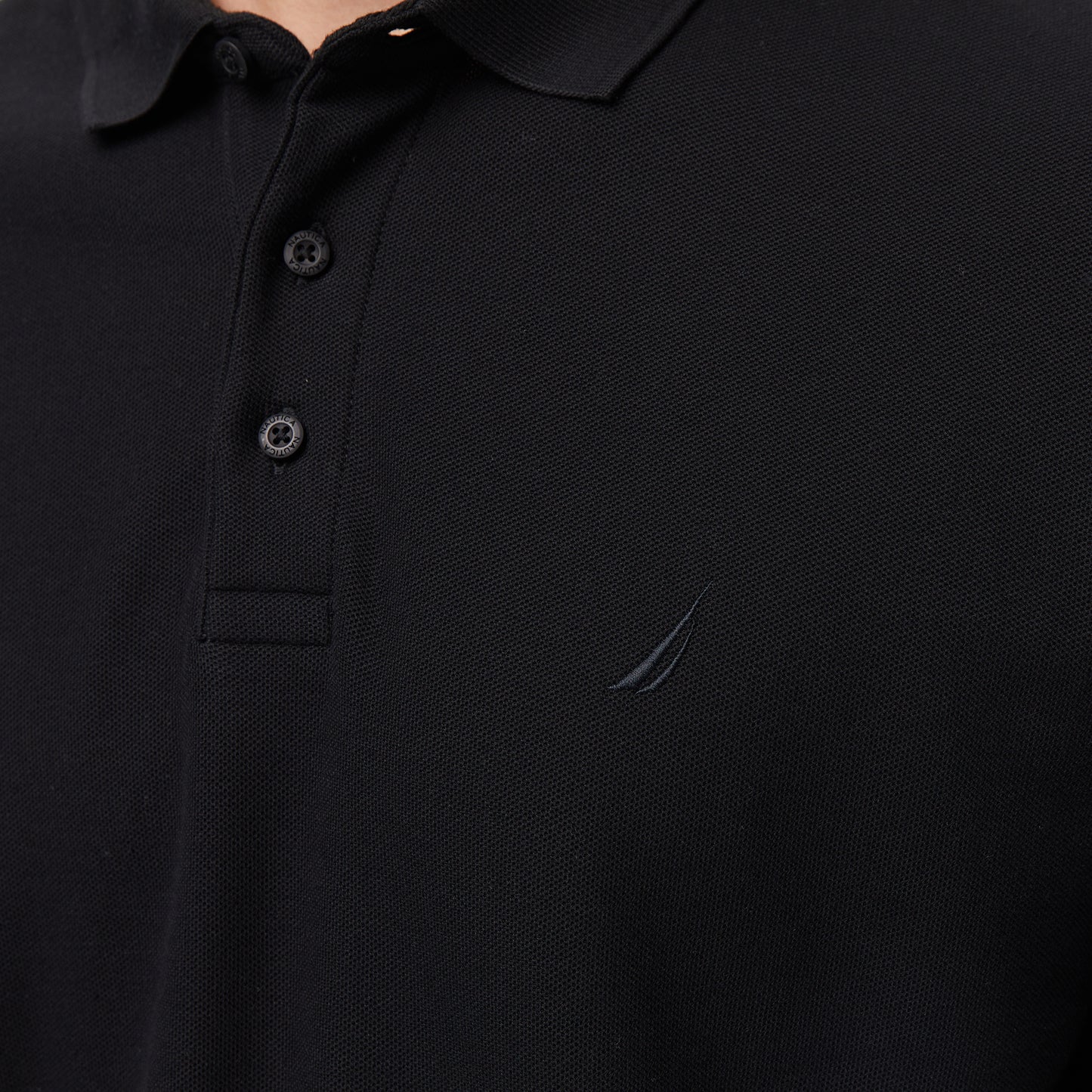 Nautica Classic Fit Erkek Uzun Kollu Polo Yaka Siyah T-shirt