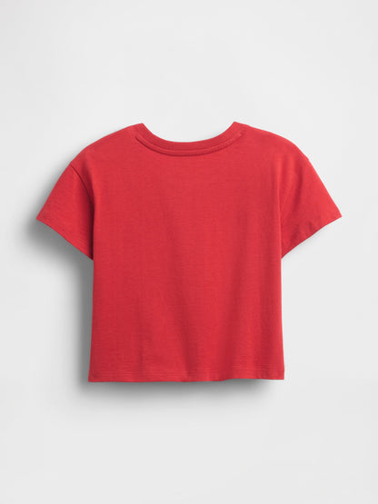 Kırmızı Grafik Baskılı T-shirt
