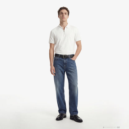 Calvin Klein Slim Supima Zip Erkek Beyaz Polo
