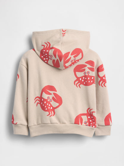 Bej Relaxed Logo Fransız Havlu Kumaş Fermuarlı Sweatshirt
