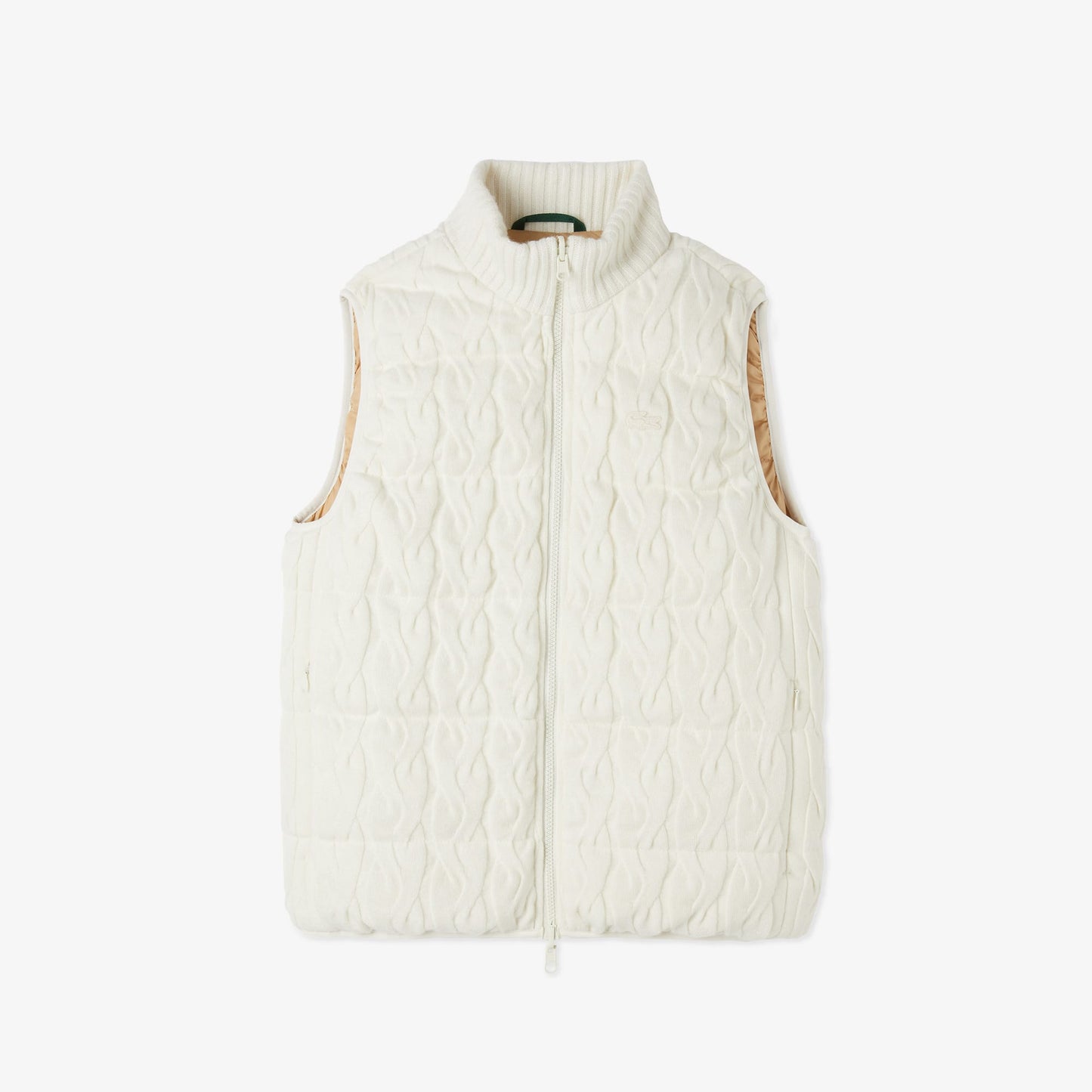 Lacoste Kadın Kapitone Regular Fit Dik Yaka Çift Taraflı Beyaz Yelek