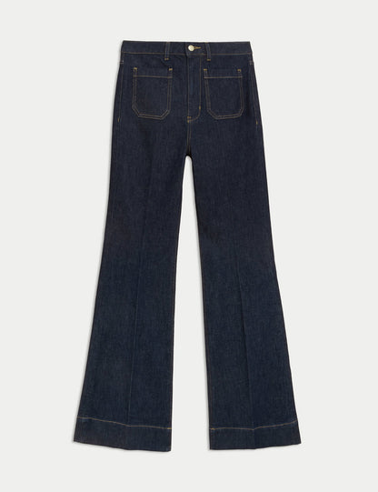 Yüksek Bel Flared Fit Jean Pantolon