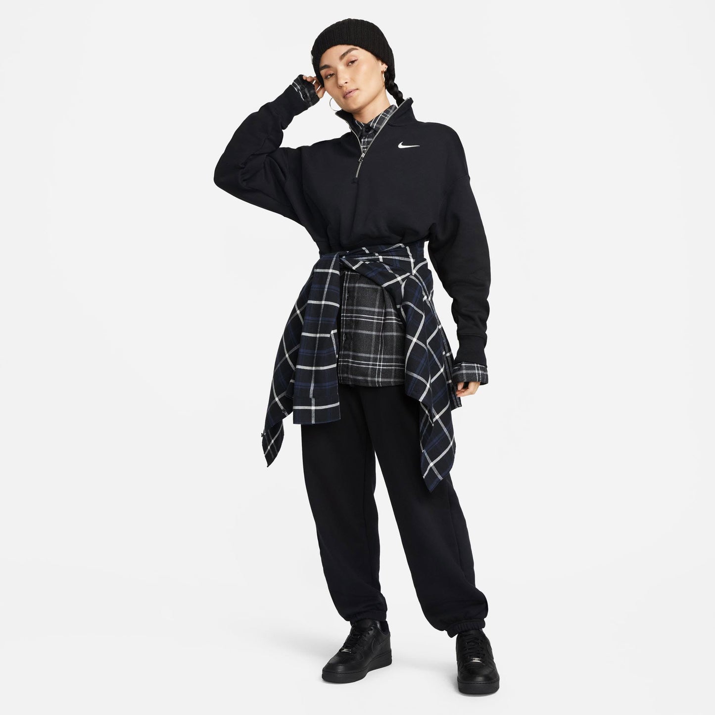 Nike Sportswear Phoenix Fleece Qz Crop Kadın Siyah Sweatshirt