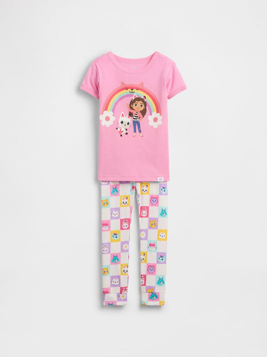 Pembe Organik Brushed Pamuk Gabby's Dollhouse Pijama Takımı