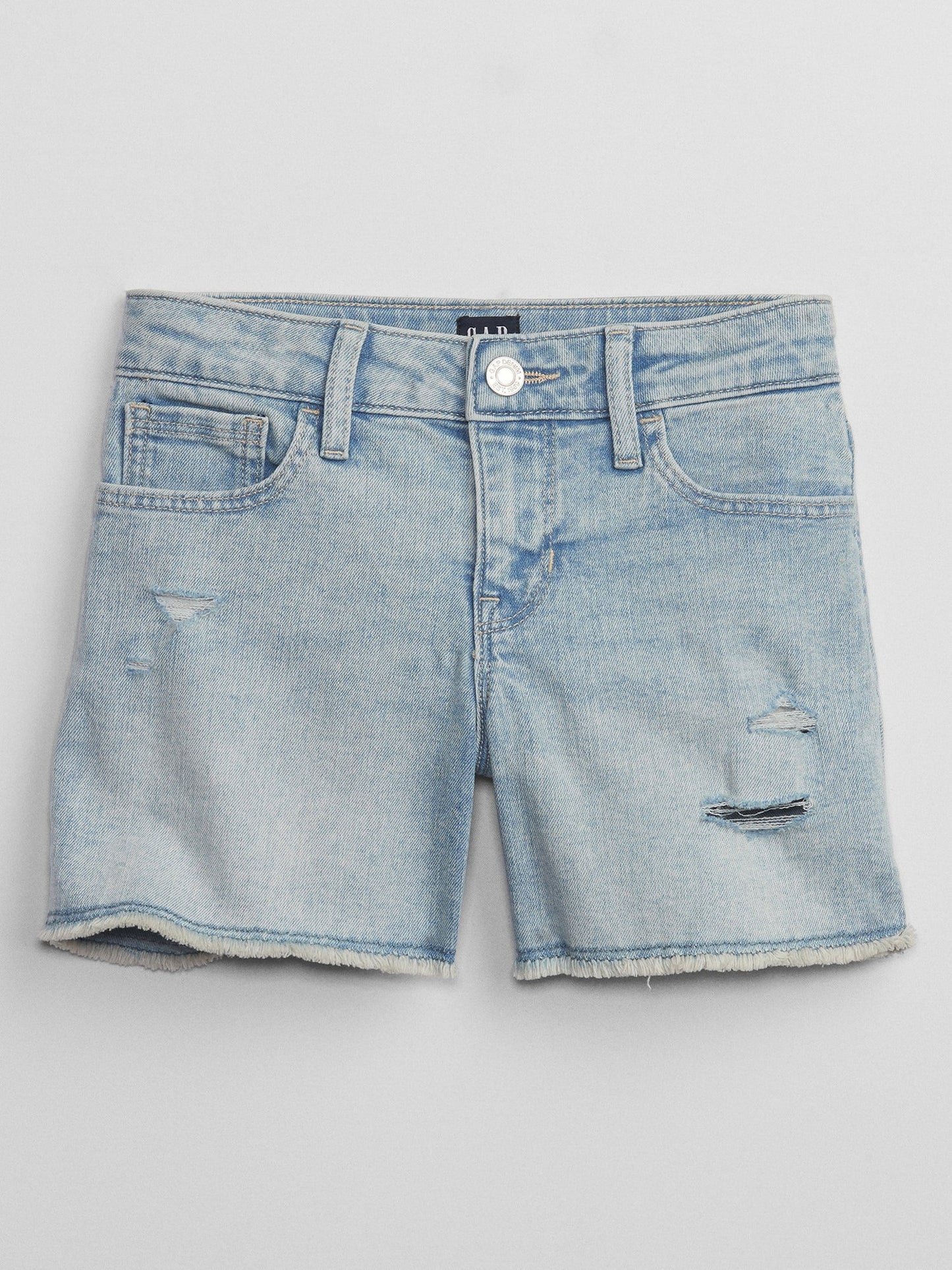 Açık Mavi Mid Rise Midi Denim Şort
