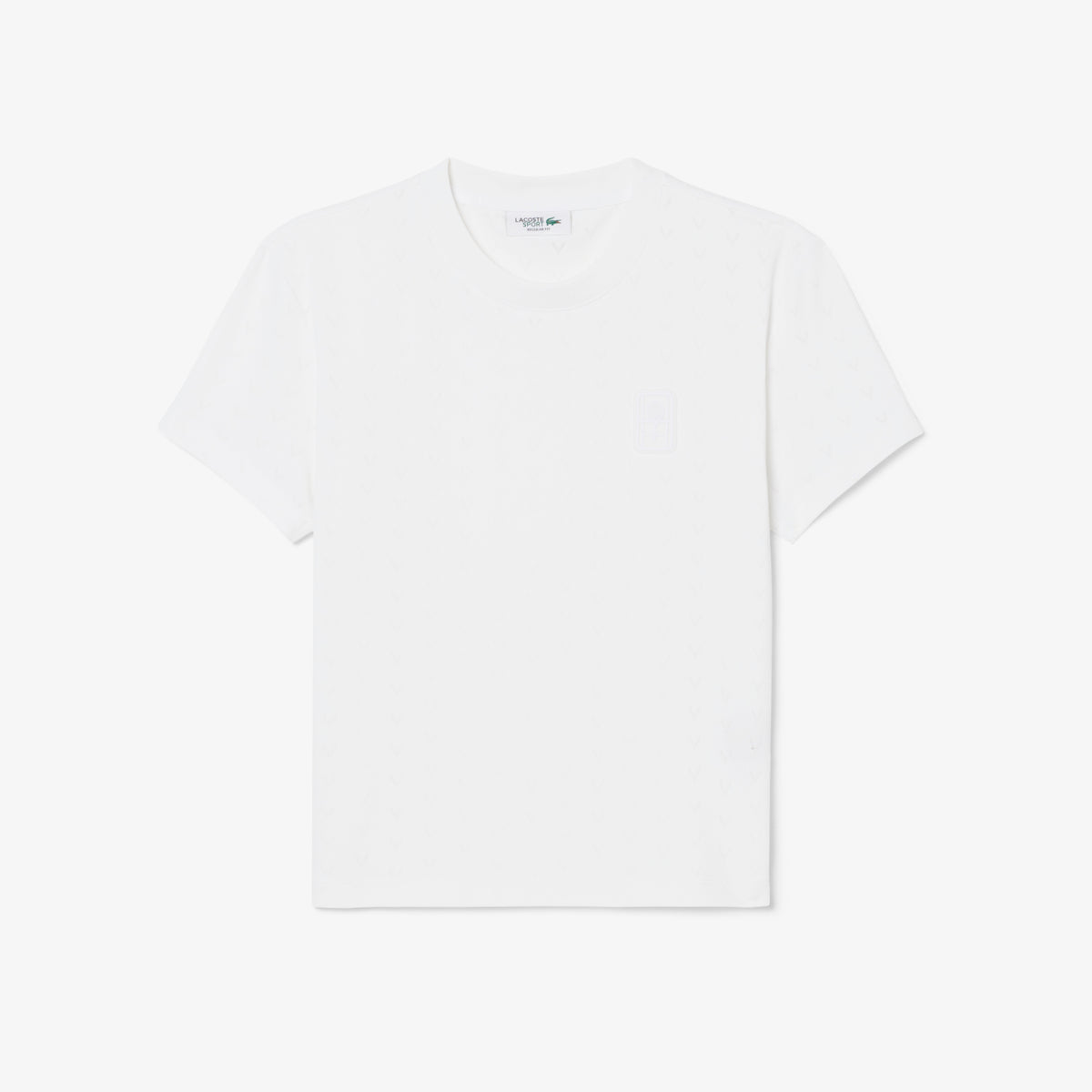 Lacoste Kadın Slim Fit Bisiklet Yaka Desenli Beyaz T-shirt