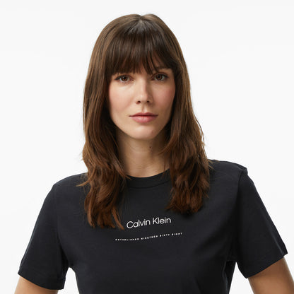 Calvin Klein Multi Logo Classic Kadın Siyah T-shirt