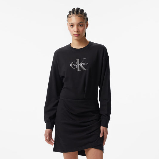 Calvin Klein Monologo Terry Crew Fashion Kadın Siyah Elbise