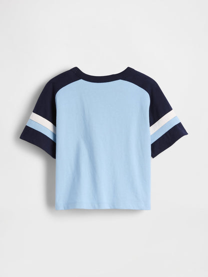 Mavi Raglan Futbol T-shirt