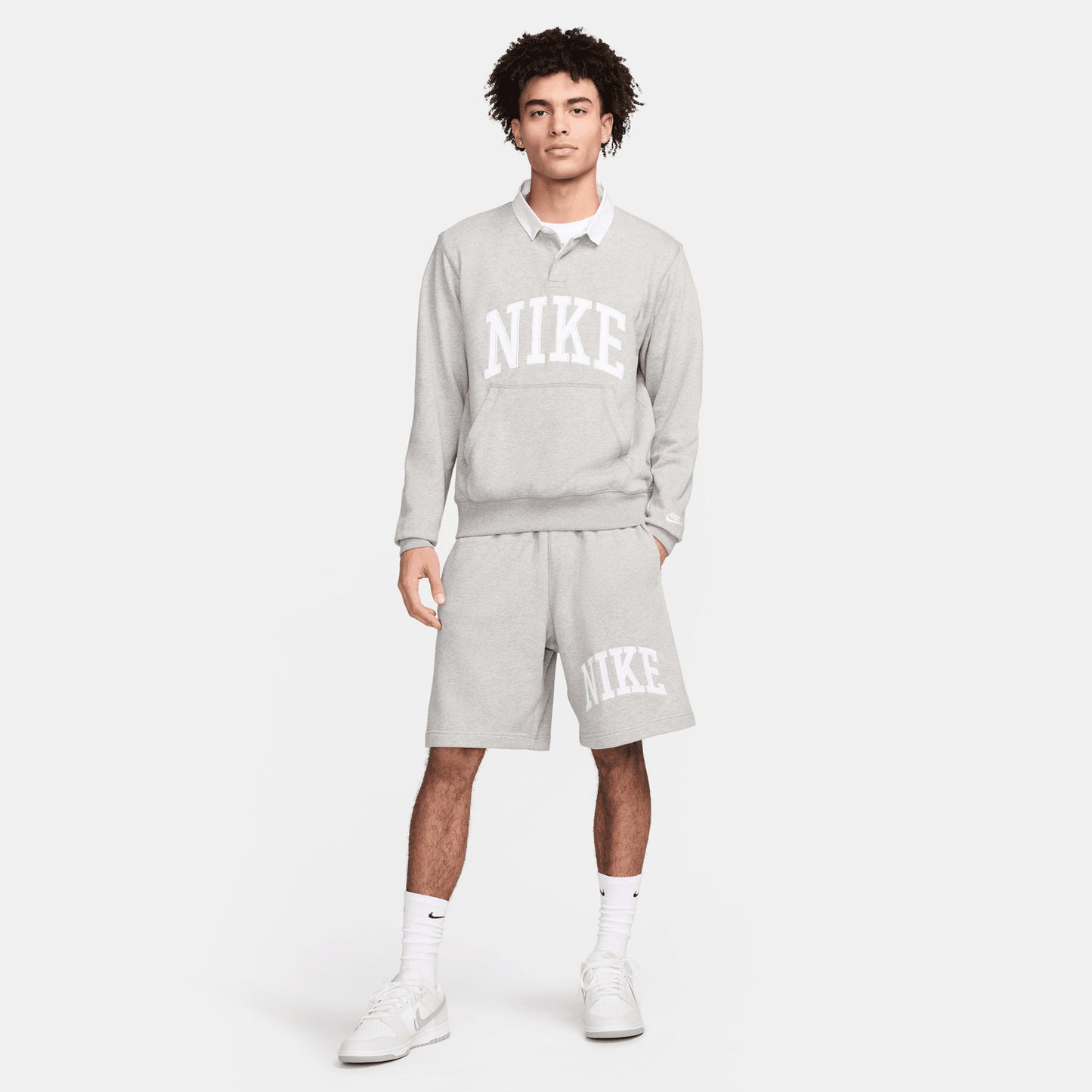 Nike Club Fleece Uzun Kollu Erkek Gri Polo