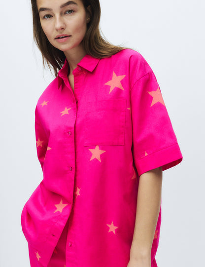 Saf Pamuklu Desenli Pijama Takımı