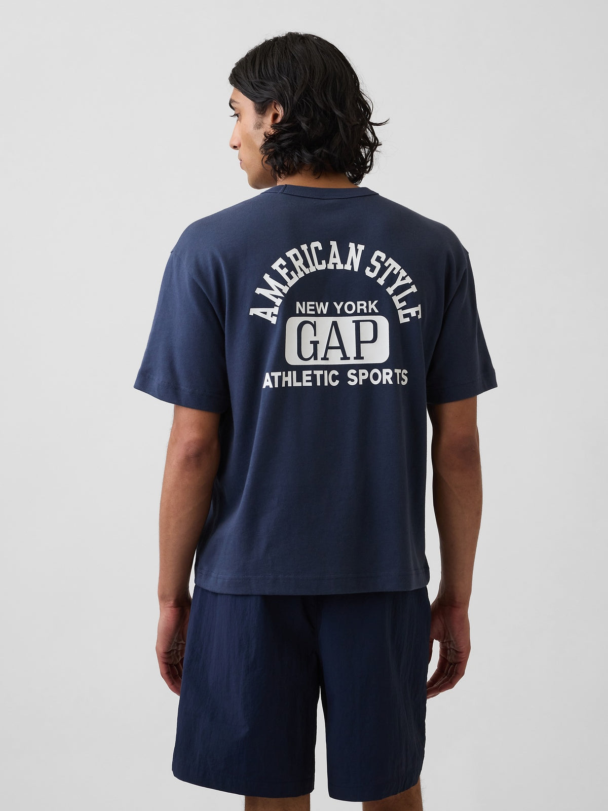Lacivert Heavyweight Gap Logo Relaxed Crop T-shirt