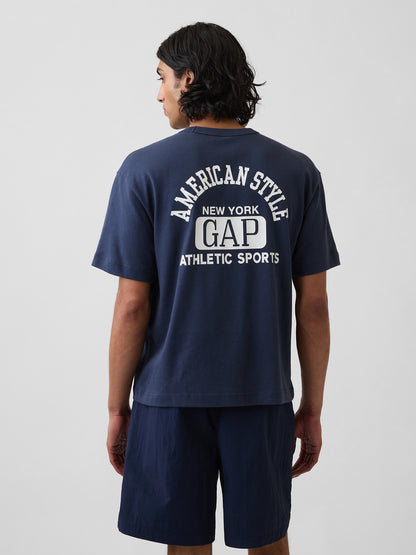 Lacivert Heavyweight Gap Logo Relaxed Crop T-shirt