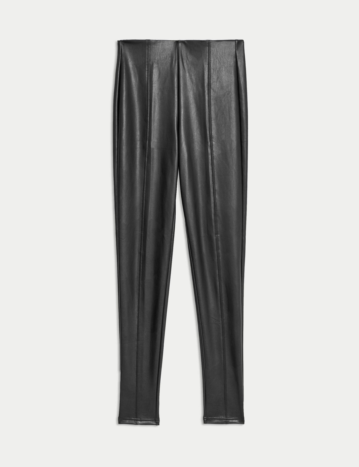 Regular Fit Deri Görünümlü Pantolon