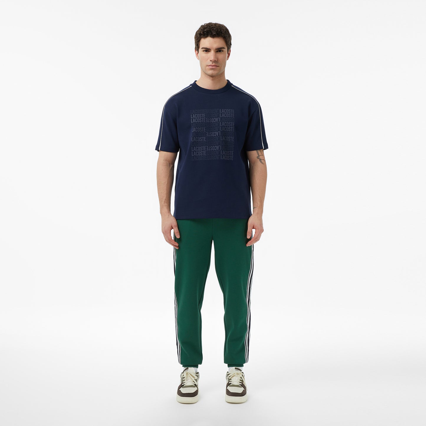 Lacoste Erkek Relaxed Fit Bisiklet Yaka Baskılı Lacivert T-shirt
