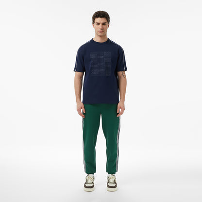 Lacoste Erkek Relaxed Fit Bisiklet Yaka Baskılı Lacivert T-shirt