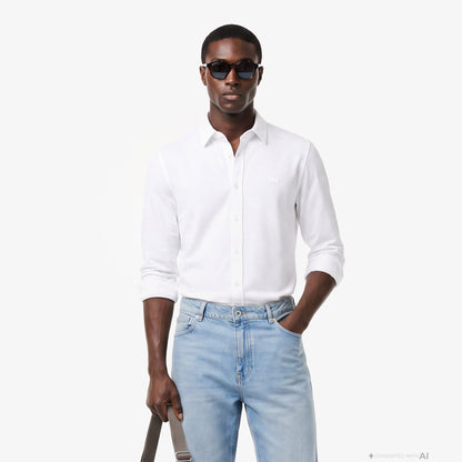 Lacoste Slim Fit Erkek Beyaz Gömlek