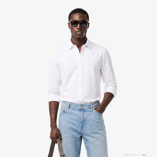 Lacoste Slim Fit Erkek Beyaz Gömlek
