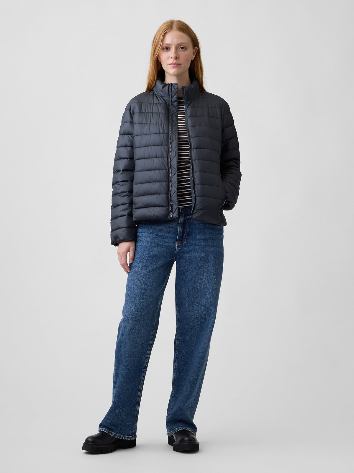 Siyah Relaxed Puffer Şişme Mont