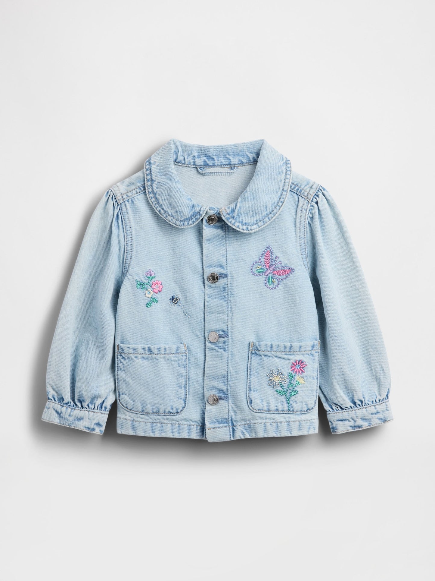 Açık Mavi Denim Işlemeli Chore Ceket