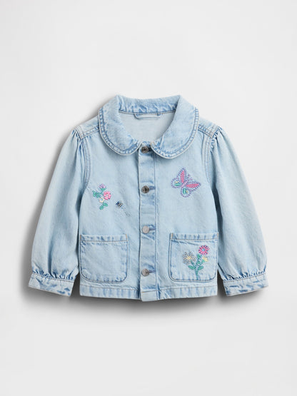 Açık Mavi Denim Işlemeli Chore Ceket