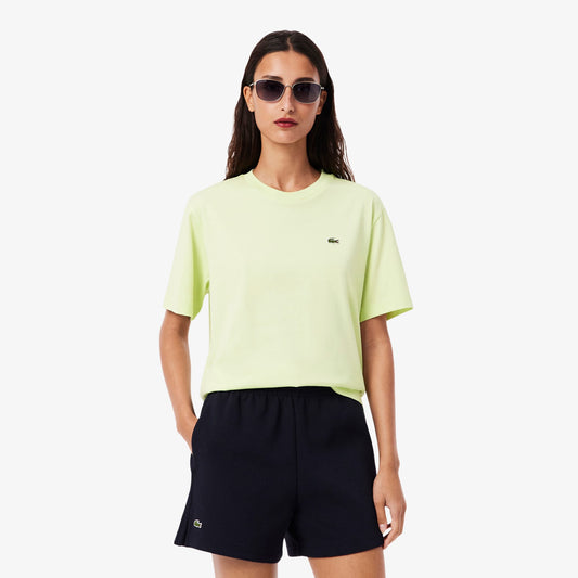 Lacoste Kadın Relaxed Fit Bisiklet Yaka Sarı T-shirt