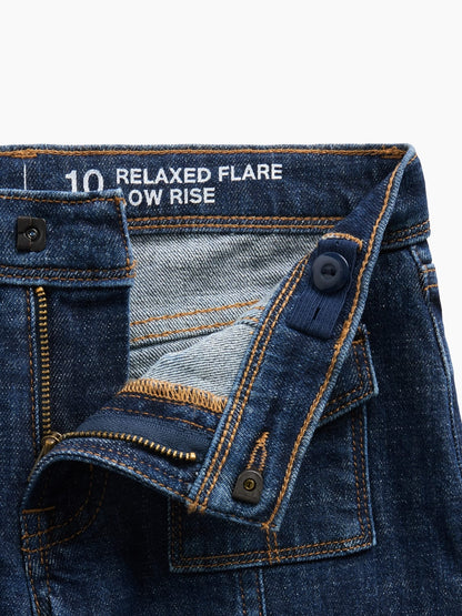 Koyu Mavi Low Rise Relaxed Flare Jean Pantolon