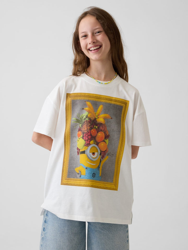 Beyaz Minions Oversized Tunik T-shirt