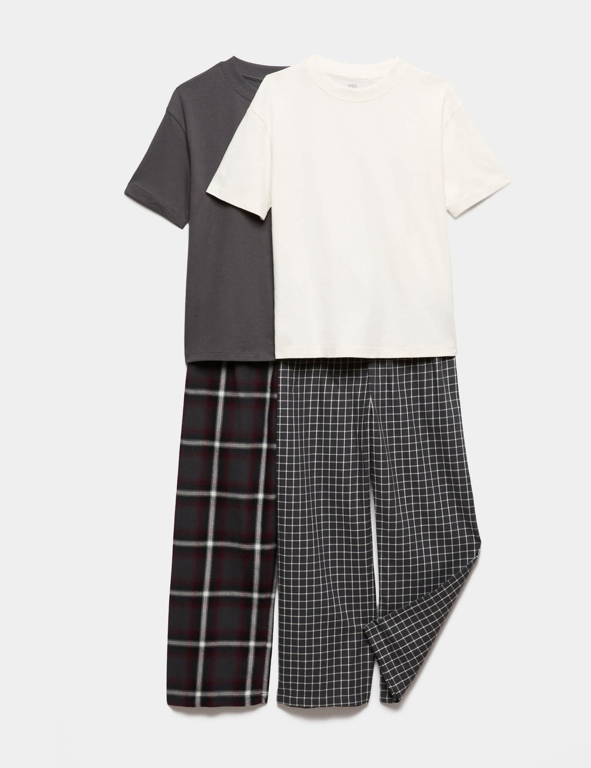 2'li Saf Pamuklu Ekose Çocuk Pijama Takımı