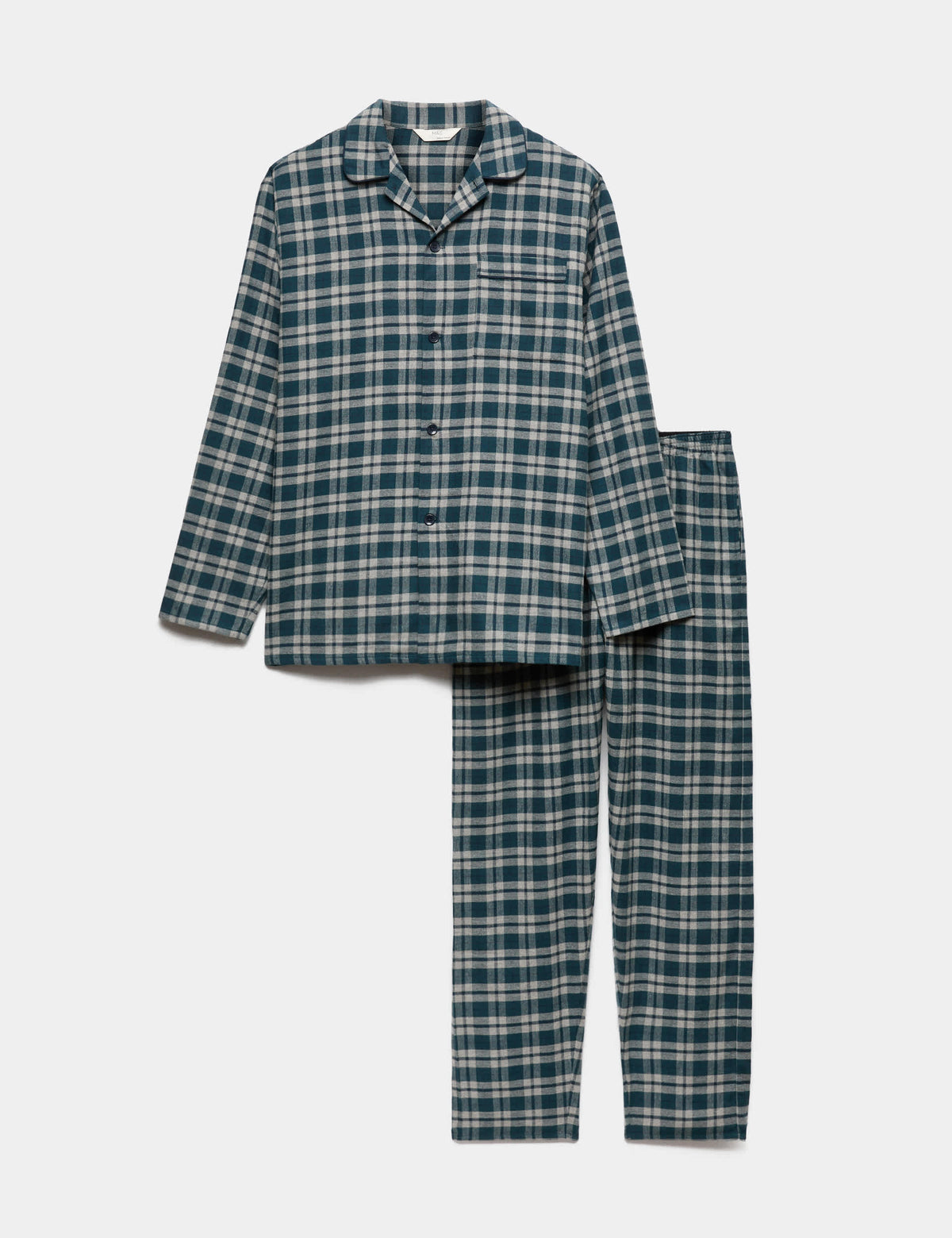 Saf Pamuklu Ekose Desenli Pijama Takımı