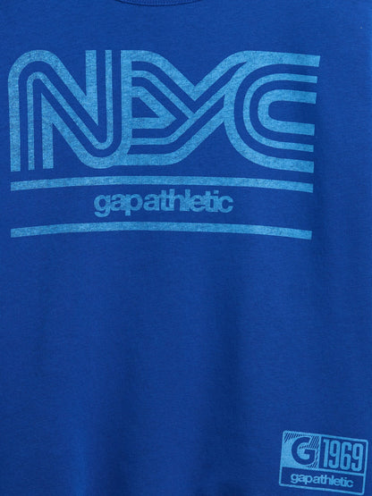 Kobalt Mavisi Relaxed Grafik Baskılı Sweatshirt