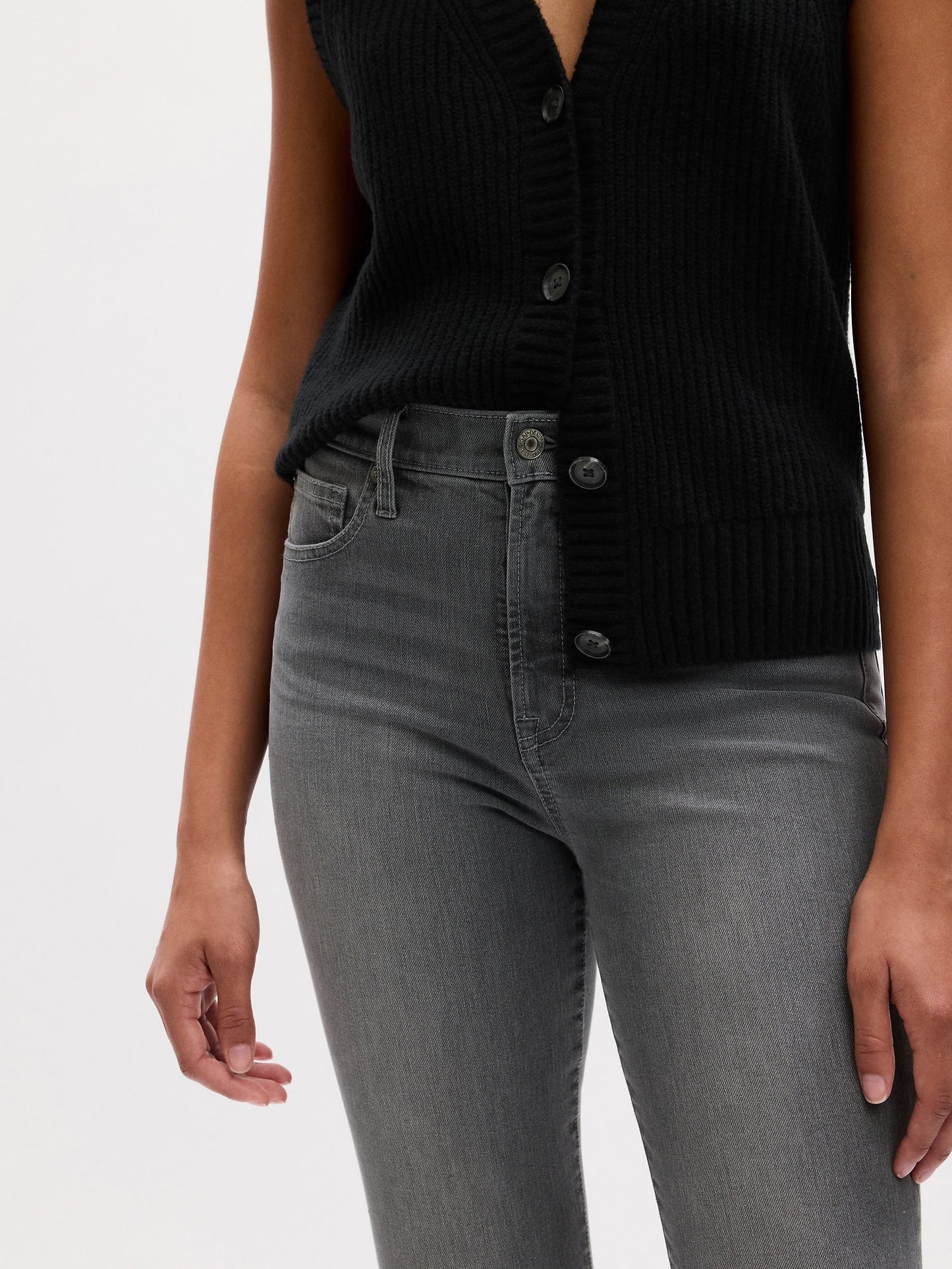 Koyu Gri High Rise True Skinny Jean Pantolon