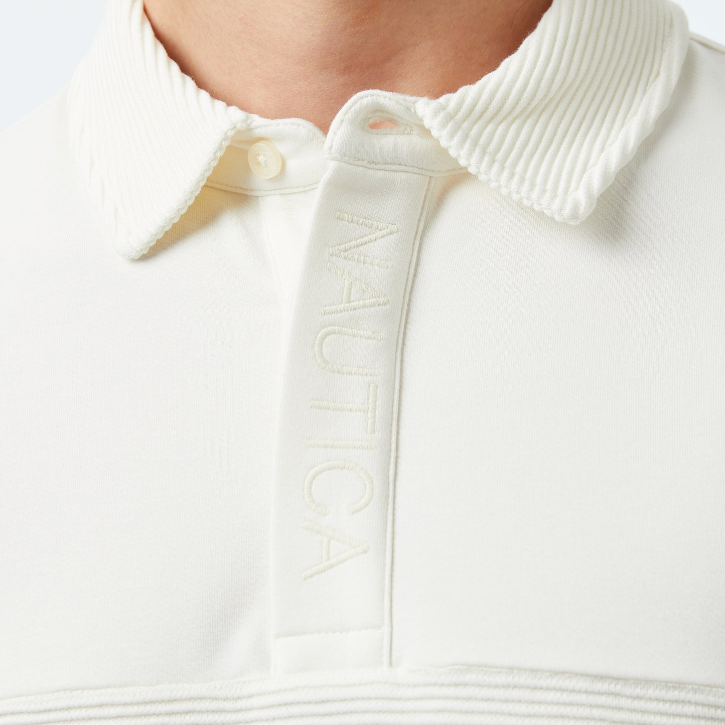 Nautica Erkek Krem Classic Fit Uzun Kollu Polo Yaka T-shirt