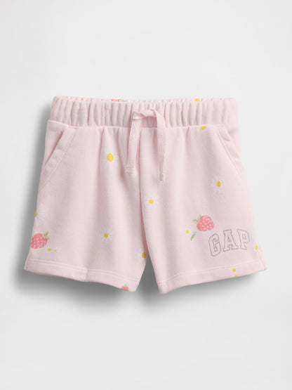 Açık Pembe Logo Pull-on Fransız Havlu Kumaş Şort