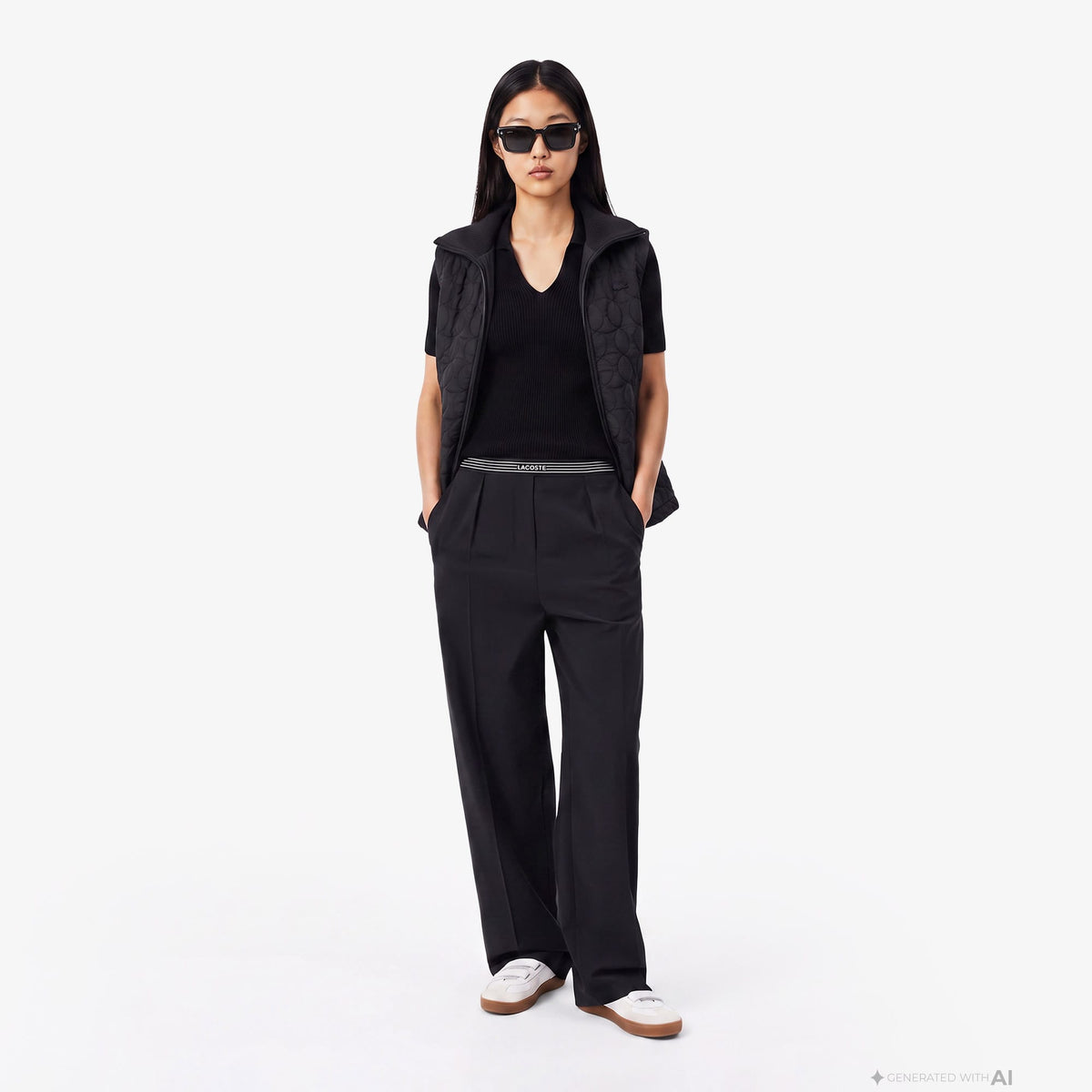 Lacoste Regular Fit Kadın Siyah Yelek