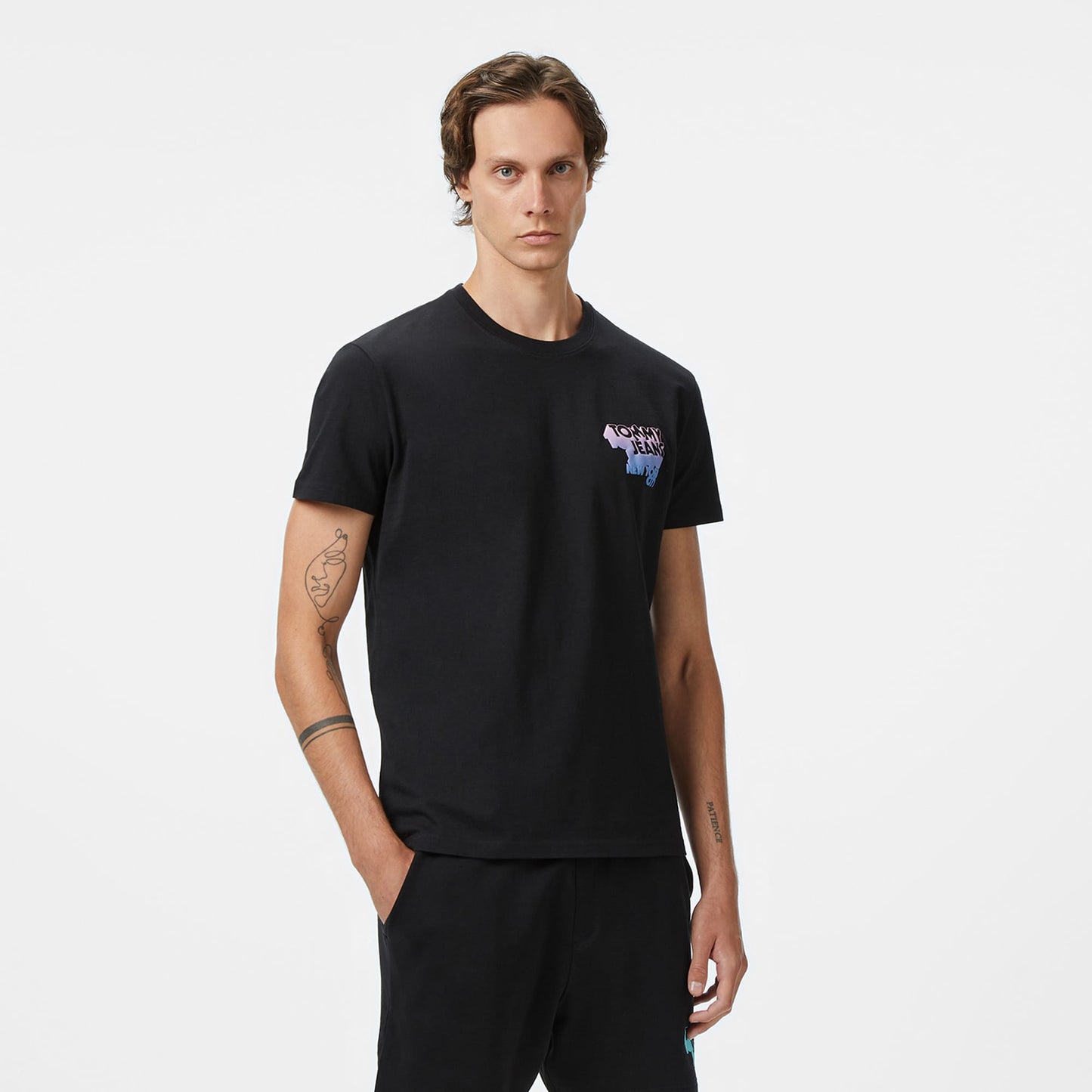 Tommy Jeans Stac Logo Erkek Siyah T-shirt